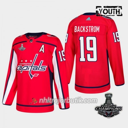 Barn Ishockey Washington Capitals Tröja Nicklas Backstrom 19 2018 Stanley Cup Champions Adidas Röd Authentic